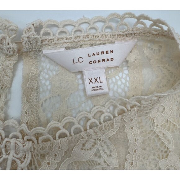 Lauren Conrad Women’s top Cream Ivory Lace Blouse sleevless BOHO romantic XXL - Picture 10 of 10